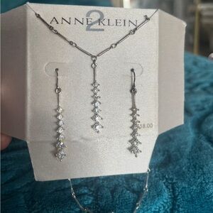 NWT Anne Klein Diamond Necklace & Earrings Set